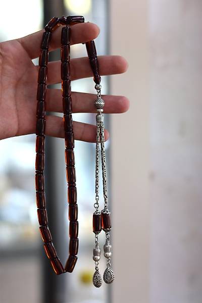 Eski Malzeme Battal Boy �effaf Kahverengi Kaps�l Kesim G�m�� P�sk�ll� Tesbih 201024361