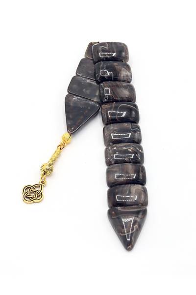 Yo�un K�vaml� Siyah Renkli A�k D���m� P�sk�ll� Toz Kehribar Bal�k Tesbih 201025472