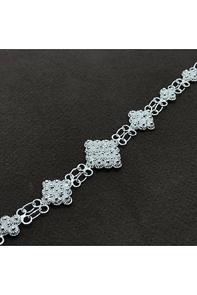 Ki�ni� Kare Model 925 Ayar Telkari Bayan G�m�� Bileklik