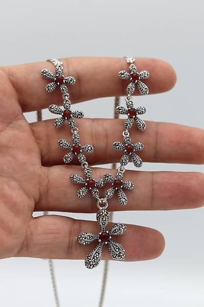 Akik Ta�l� �i�ek Model Markazit Ta�l� G�m�� Kad�n Gerdanl�k 201024301