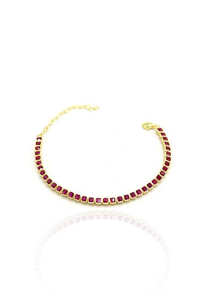 Su Yolu Model Yald�zl� Yakut Ta�l� 925 Ayar G�m�� Kad�n Bileklik 201024745