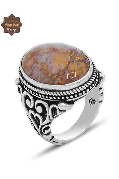 Rodonit Ta�� Kalp Model 925 Ayar G�m�� Erkek Y�z�k 201024807