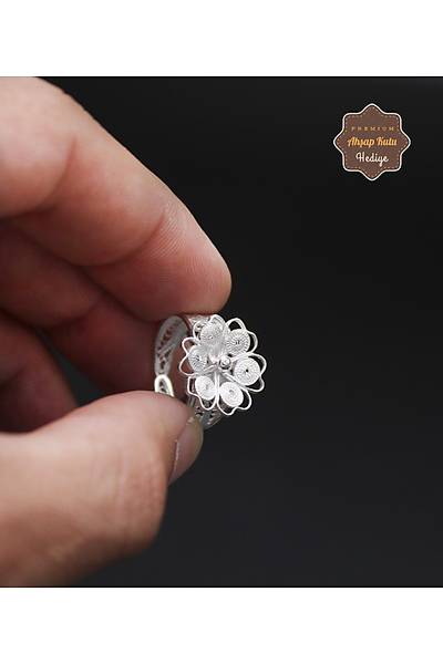 Papatya Model El i��ili�i 925 Ayar G�m�� Telkari Kad�n Y�z�k 201024677