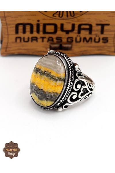 Septeryan Ta�l� Kalp Motifli 925 Ayar G�m�� Erkek Y�z�k 201024929