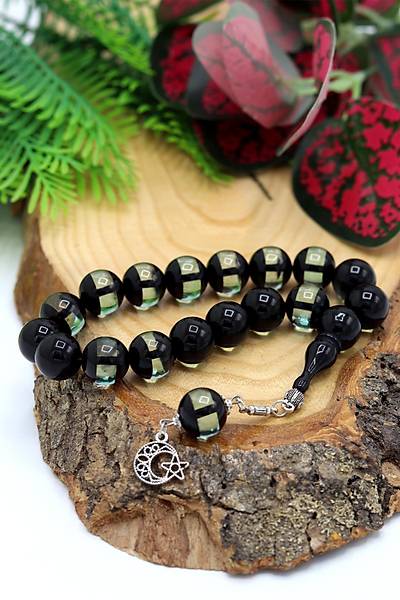 Ye�il Siyah S�rmeli K�re Kesim Maskot Efe Boy Toz Kehribar Tesbih 201024489