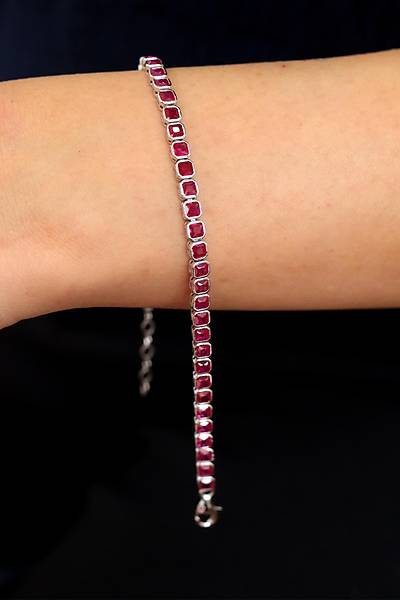 Su Yolu Model Yakut Ta�l� 925 Ayar G�m�� Kad�n Bileklik 201024750