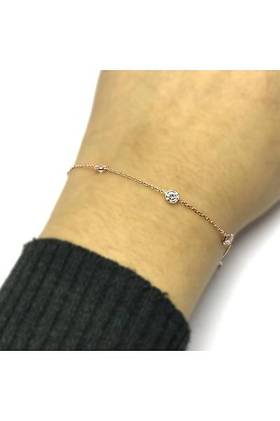 Zirkon S�ra Ta�l� Tasar�m Rose Hayalet Bayan G�m�� Bileklik