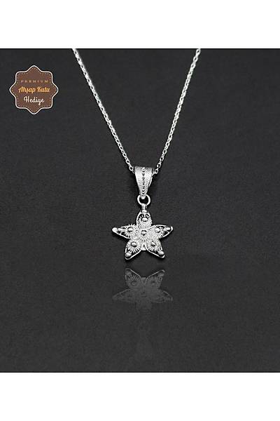 Y�ld�z Bereket Model 925 Ayar Saf G�m�� Telkari Kad�n Kolye 201024654