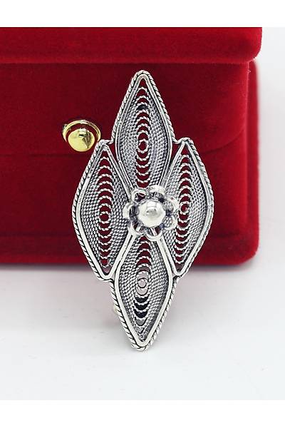 Ta�s�z �i�ekli Mekik Model Telkari G�m�� Kad�n Bro� 201025421