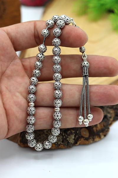 K�re Kesim Oksitli 925 Ayar G�m�� Midyat Telkari El ���ili�i Tesbih 201024379