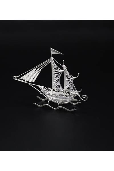 �ift Yelkenli 925 Ayar G�m�� Saf S�per Telkari Eli�i Biblo Aksesuar 201024640
