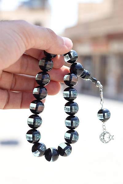 Ye�il Siyah S�rmeli K�re Kesim Maskot Efe Boy Toz Kehribar Tesbih 201024489