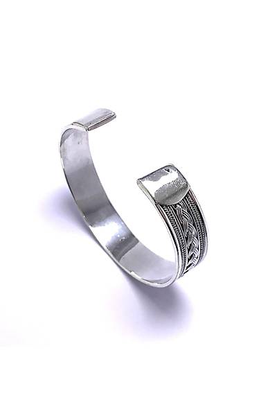 �rg� ��lemeli Ayarlanabilir 925 Ayar Unisex G�m�� Bilezik