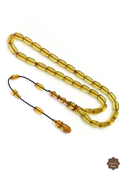 A��k Ye�il Renkli Kaps�l Kesim Orijinal Zar Kehribar Tesbih 201024958