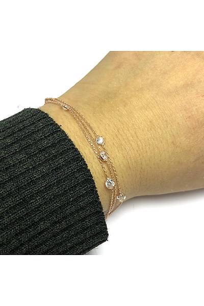 Zirkon S�ra Ta�l� Tasar�m Rose Hayalet Bayan G�m�� Bileklik