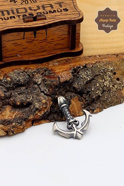 Oksitli Denizci �apas� Tasar�m 925 Ayar G�m�� Erkek Kolye 201024604