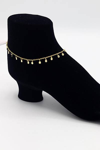 Damla Pullu Model Gold Renk 925 Ayar G�m�� Kad�n Halhal 201025735