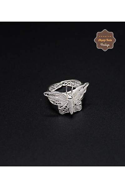 Kelebek Model El i��ili�i 925 Ayar G�m�� Telkari Kad�n Y�z�k 201024676