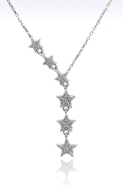 Zirkon Ta�l� Y�ld�z Tasar�m 925 Ayar G�m�� Kad�n Kolye 201024388