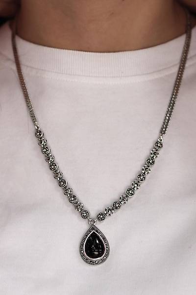 Oniks Ta�l� Damla Tasar�m Markazit Ta�l� G�m�� Kad�n Gerdanl�k 201024257