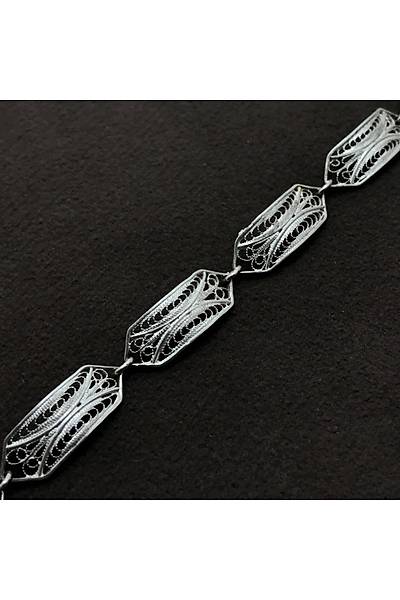 Dikd�rtgen Model 925 Ayar Telkari Bayan G�m�� Bileklik