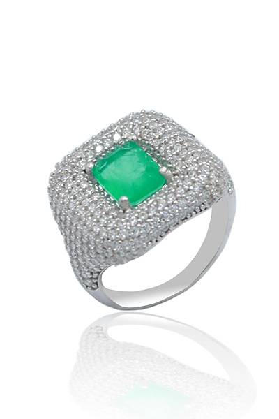 Z�mr�t Ta�l� Baget Tasar�m 925 Ayar G�m�� Kad�n Y�z�k 201024008