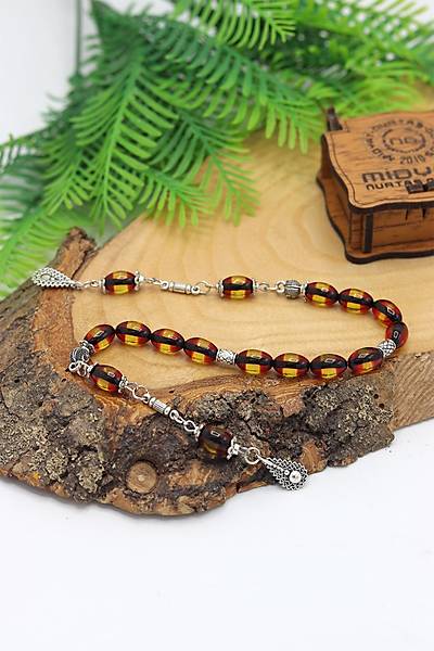 Sar� K�rm�z� S�rmeli Alpaka P�sk�ll� Arpa Kesim Toz Kehribar Zaza Tesbih 201024099