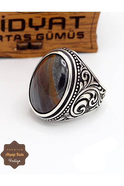 Kaplang�z� Ta�l� Sarma��k Motifli 925 Ayar G�m�� Erkek Y�z�k 201024906