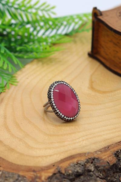 Pembe Ayta�� ve Swaroski Ta�l� 925 Ayar G�m�� Kad�n Y�z�k 201024475