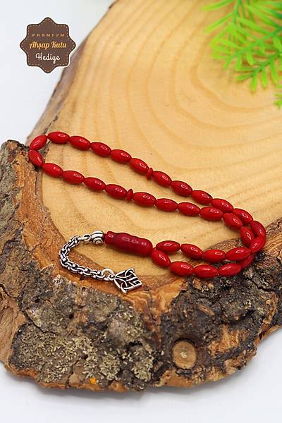 925 Ayar G�m�� P�sk�ll� Do�al Mercan Ta�l� Tesbih 201024025