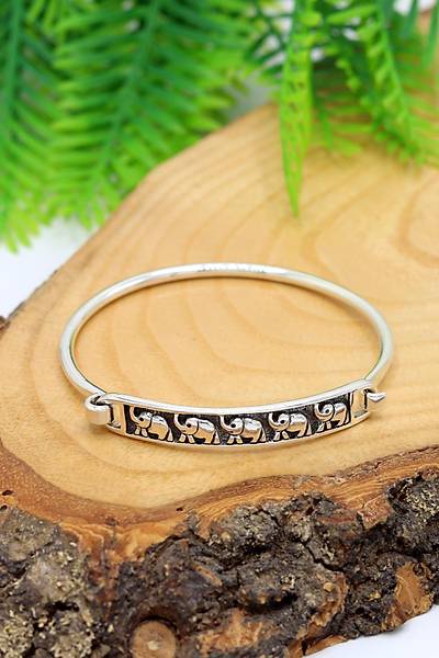 Fil Tasar�m Model 925 Ayar Saf G�m�� Unisex Has�r Bilezik 201024582