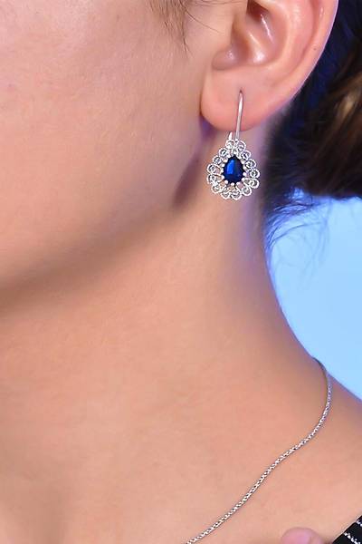 Safir Tal Damla Model Oksitli Telkari Gm Bayan Kpe
