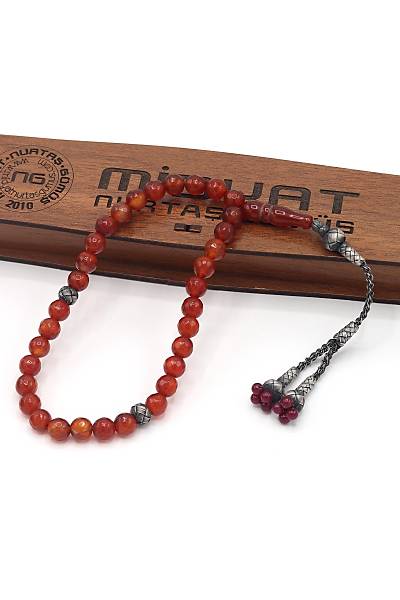 Turuncu Kristal Kesim G�m�� P�sk�ll� Akik Do�al Ta� Tesbih 201022926