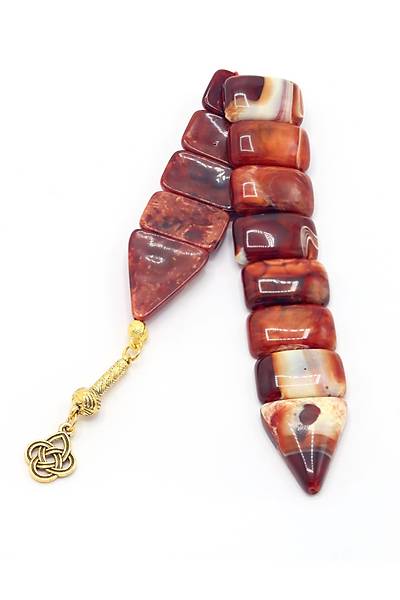 Yo�un K�vaml� Kan Ta�� Renkli A�k D���m� P�sk�ll� Toz Kehribar Bal�k Tesbih 201025473