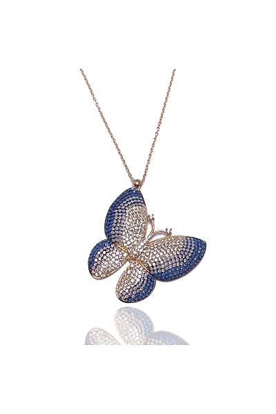 Kelebek Model Do�al Ta�l�  Bayan Hayalet G�m�� Kolye