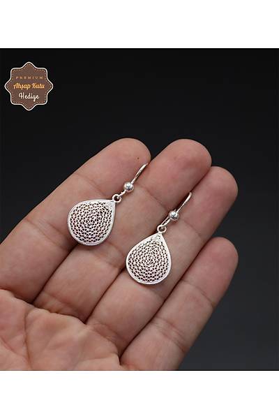 Sallant�l� Damla Model 925 Ayar G�m�� Telkari Kad�n K�pe 201024736