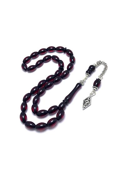 Bordo �ubuk Tasar�m Toz Kehribar Tesbih