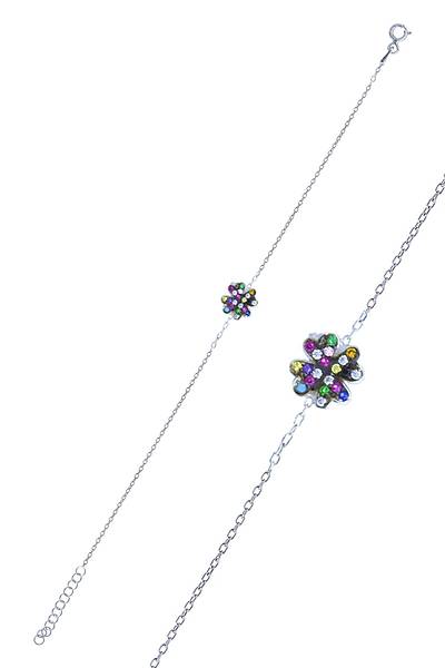 Yonca Tasar�m Renkli Ta�l� G�m�� Kad�n Bileklik 201025116