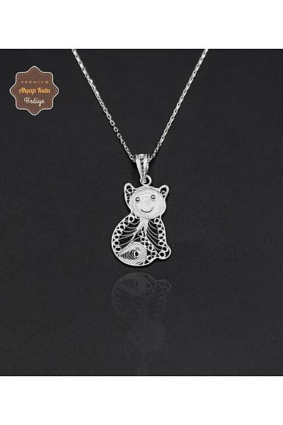 Kedi Model 925 Ayar Saf G�m�� Telkari Kad�n Kolye 201024650