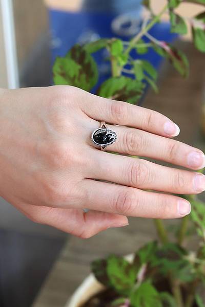 Oniks Ta�l� �im�ek Model 925 Ayar G�m�� Markazit Kad�n Y�z�k 201024213
