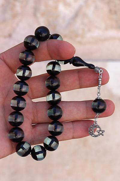 Ye�il Siyah S�rmeli K�re Kesim Maskot Efe Boy Toz Kehribar Tesbih 201024489