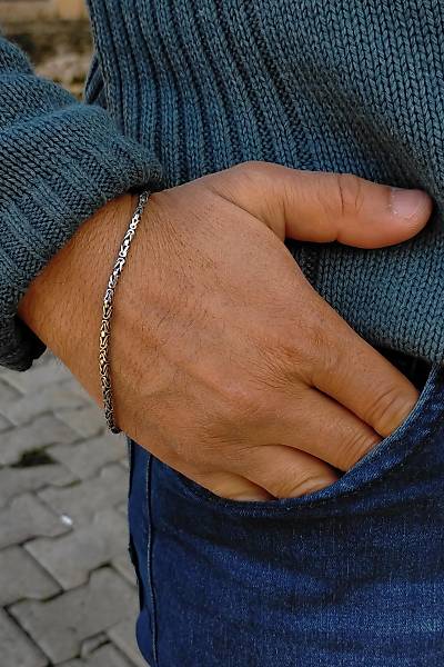 Kolye ve Bileklik Kombini 925 Ayar Kral Gm Zincir