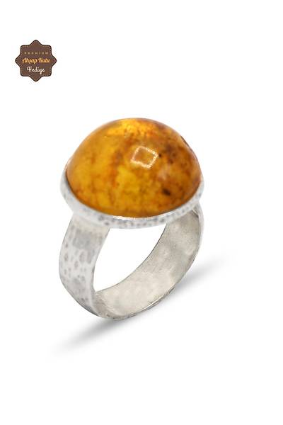 Orijinal Kehribar Ta�l� Yuvarlak Model G�m�� Kad�n Y�z�k 201024979