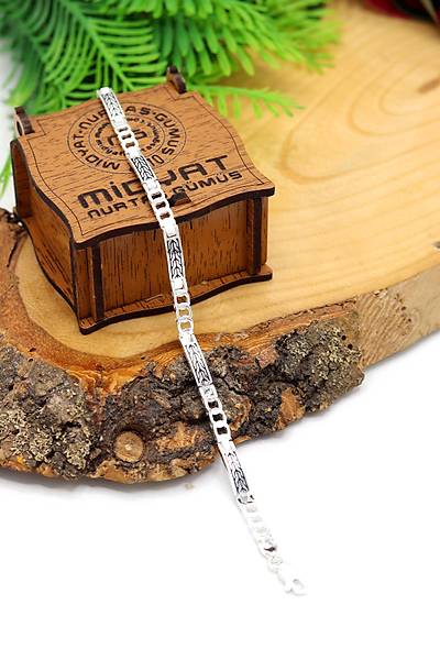 Bu�day Tasar�m 925 Ayar Saf G�m�� Erkek Bileklik 201024445