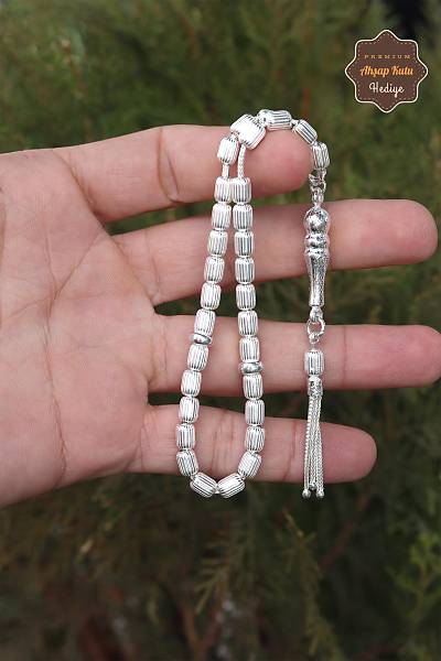 Kalem ���ilikli Kaps�l Kesim 925 Ayar G�m�� Telkari Tesbih 201023459