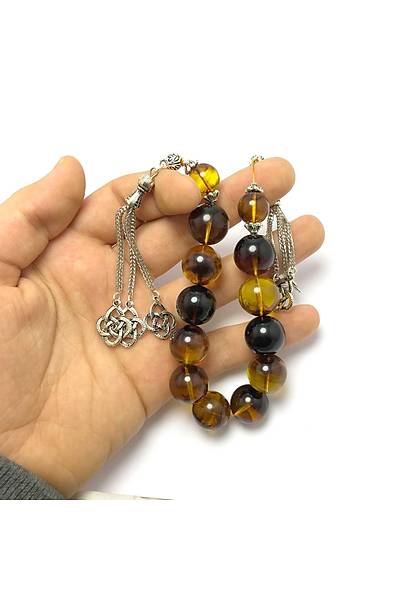 Sar� Siyah Hareli Zaza Model Maskot Toz Kehribar Tesbih