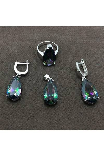 Mistik Topaz Tal Damla Model Gm Bayan l Set Tak