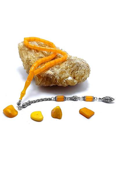 Gm Badem Pskl Kesme Skma Kehribar Tesbih