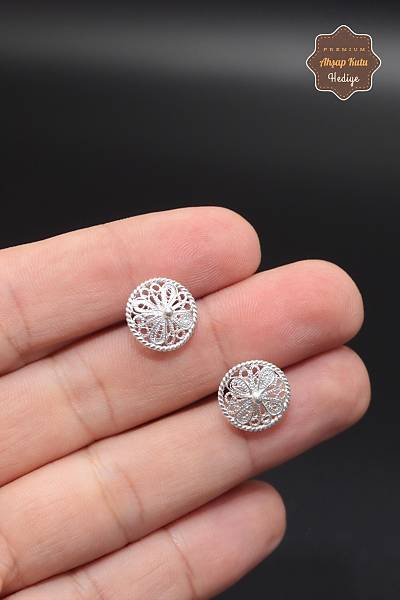 Yuvarlak �i�ek Tasar�m 925 Ayar G�m�� Telkari Kad�n K�pe 201023947