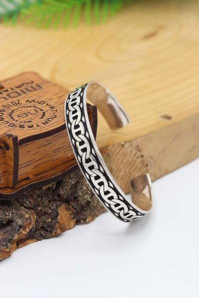 Zincir i�leme El i��ili�i 925 Ayar G�m��  Kad�n Bilezik 201024511